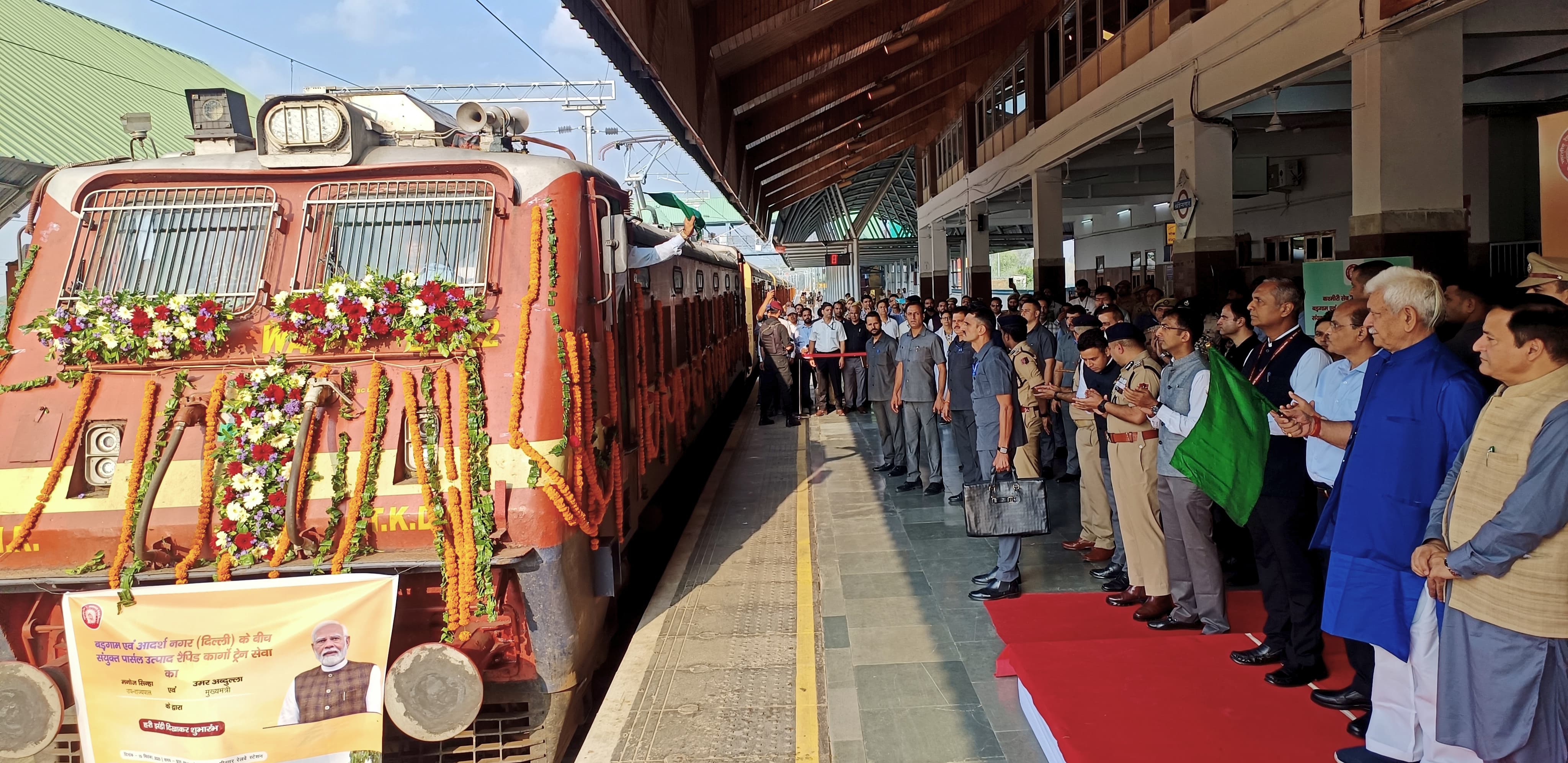 'LG Flags Off first Dedicated Parcel Train from Budgam to Delhi , New Era of Trade for Valley Apple Growers, Says Sinha'