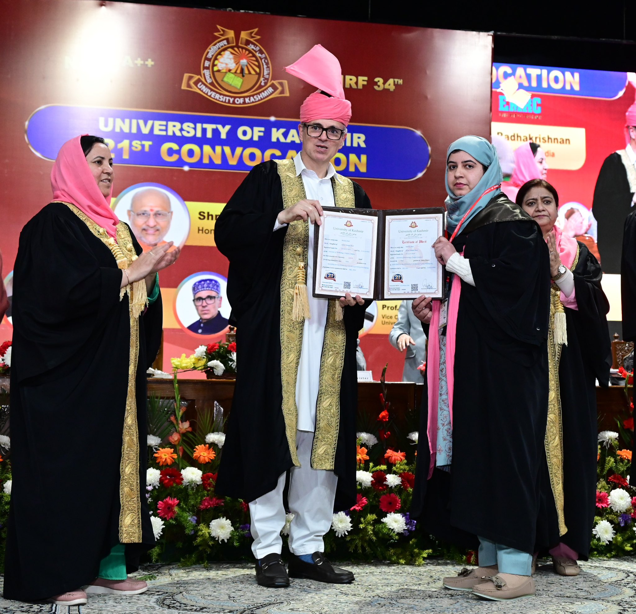 'University of Kashmir Convocation: Omar Abdullah Hails Women Graduates, Says J&K Moving Towards Women-Led Development'
