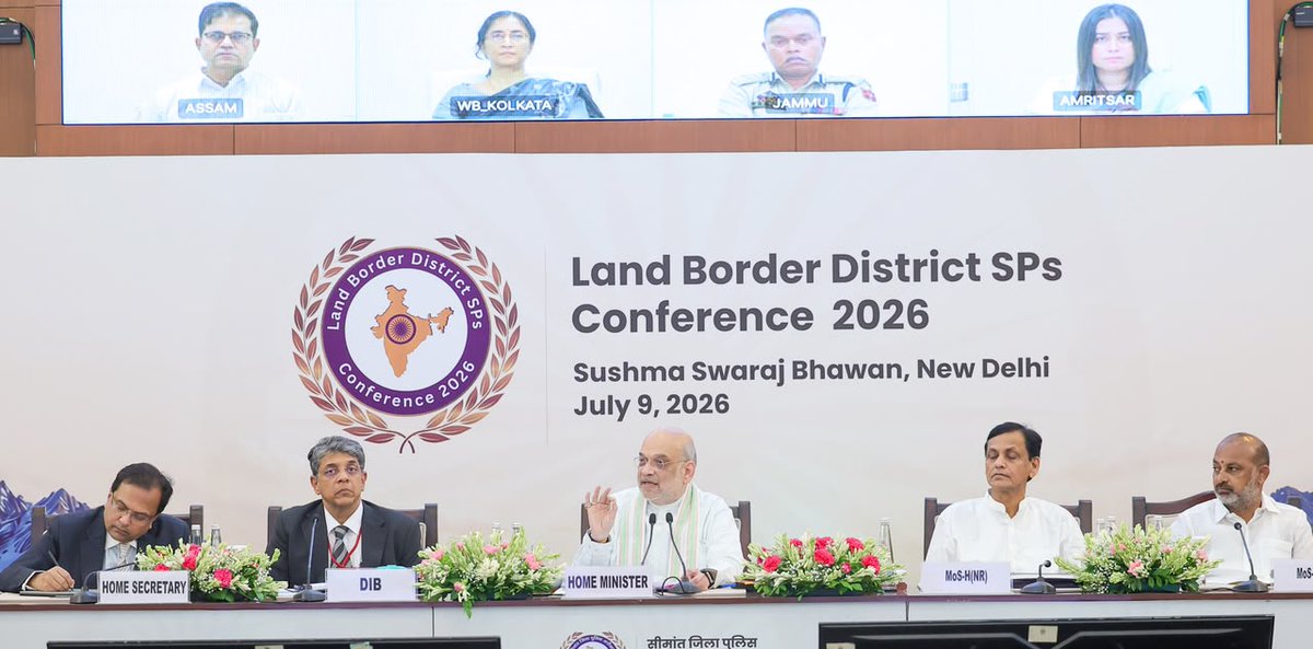 'Amit Shah Calls for Smart, Integrated Border Security; Says J&K Terrorism, Naxalism Curbed Under Modi Government'
