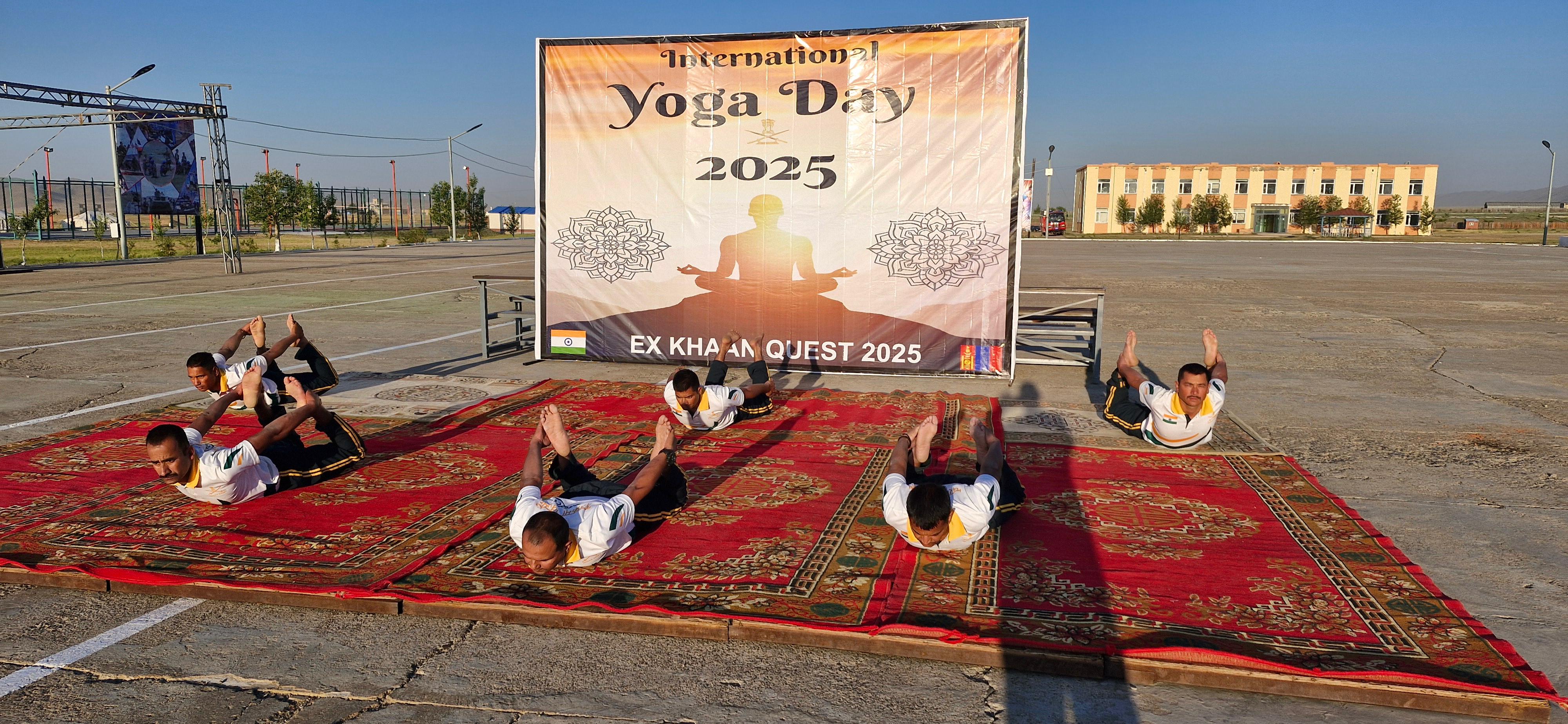 'International Yoga Day Celebrated at Khaan Quest with Multinational Enthusiasm*'