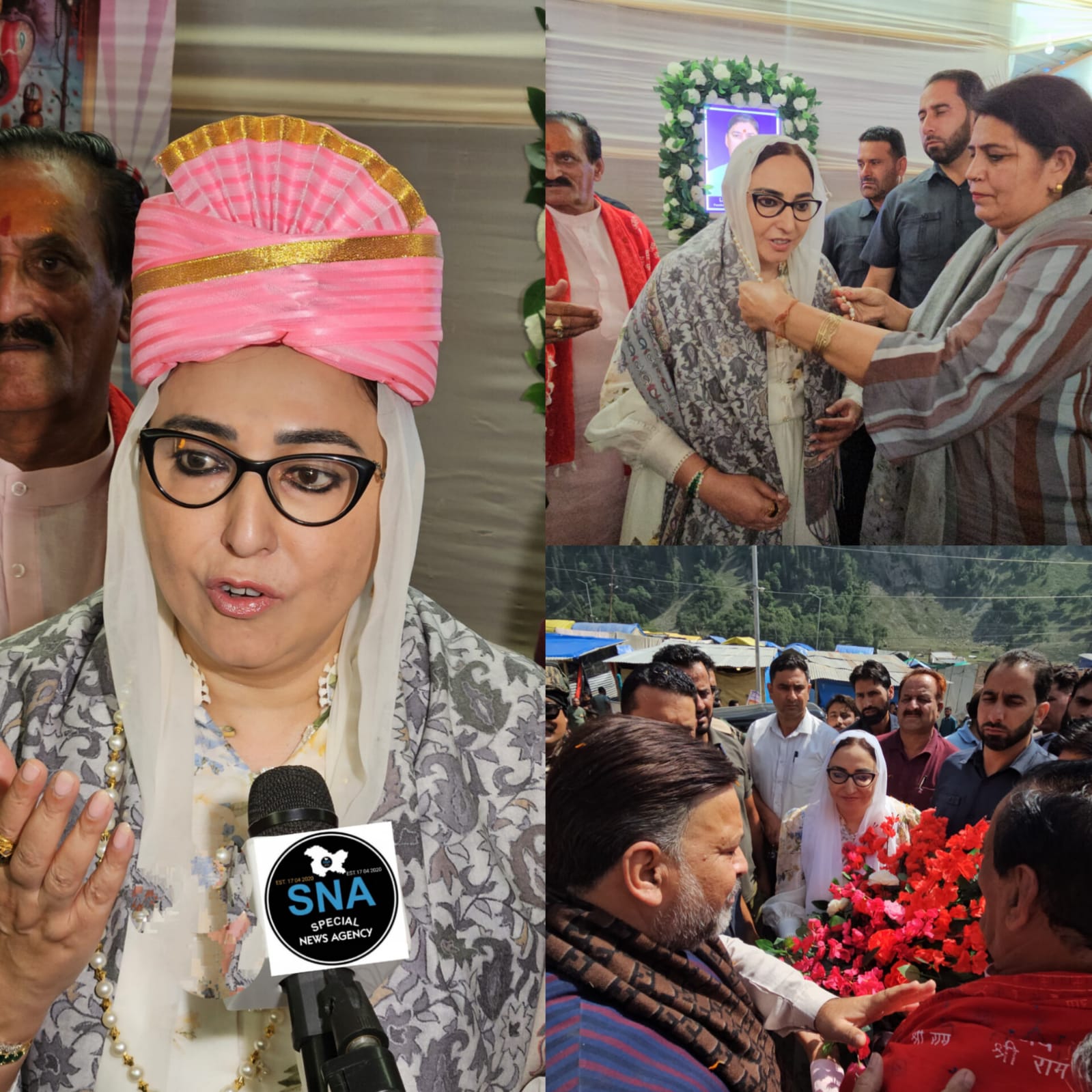 'Dr Andrabi welcomes first batch of Amarnath Ji Yatris at Baltal, inaugurates the Bahandara.'