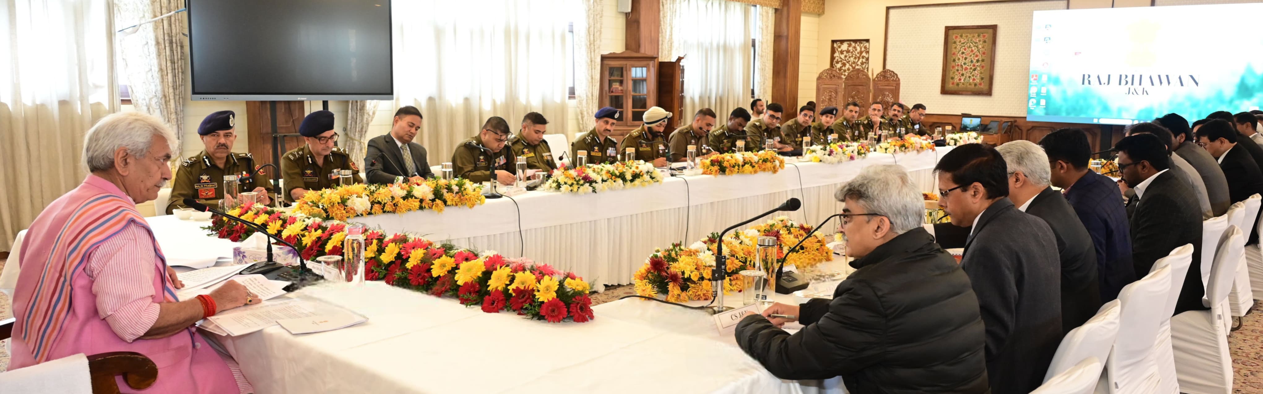 'Lieutenant Governor Chairs High-Level Meeting in Srinagar to Review Security Situation in Kashmir Division'
