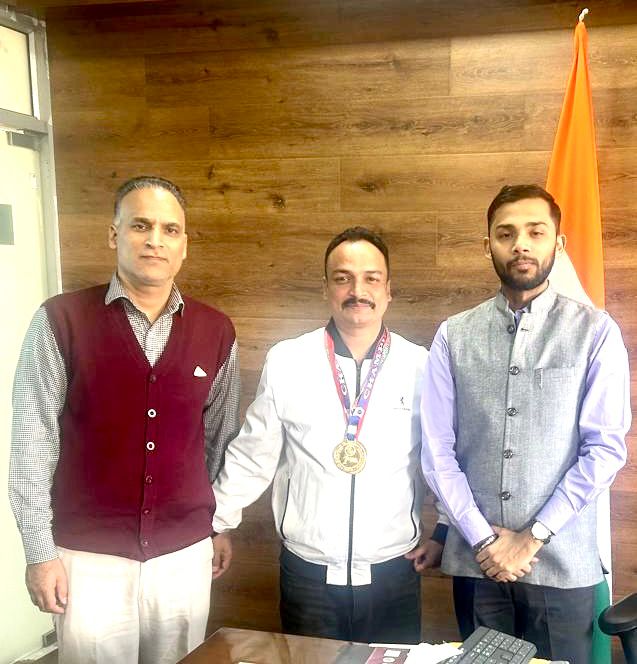 'Director Information Felicitates Gagan Jamwal for Winning Gold Medal'