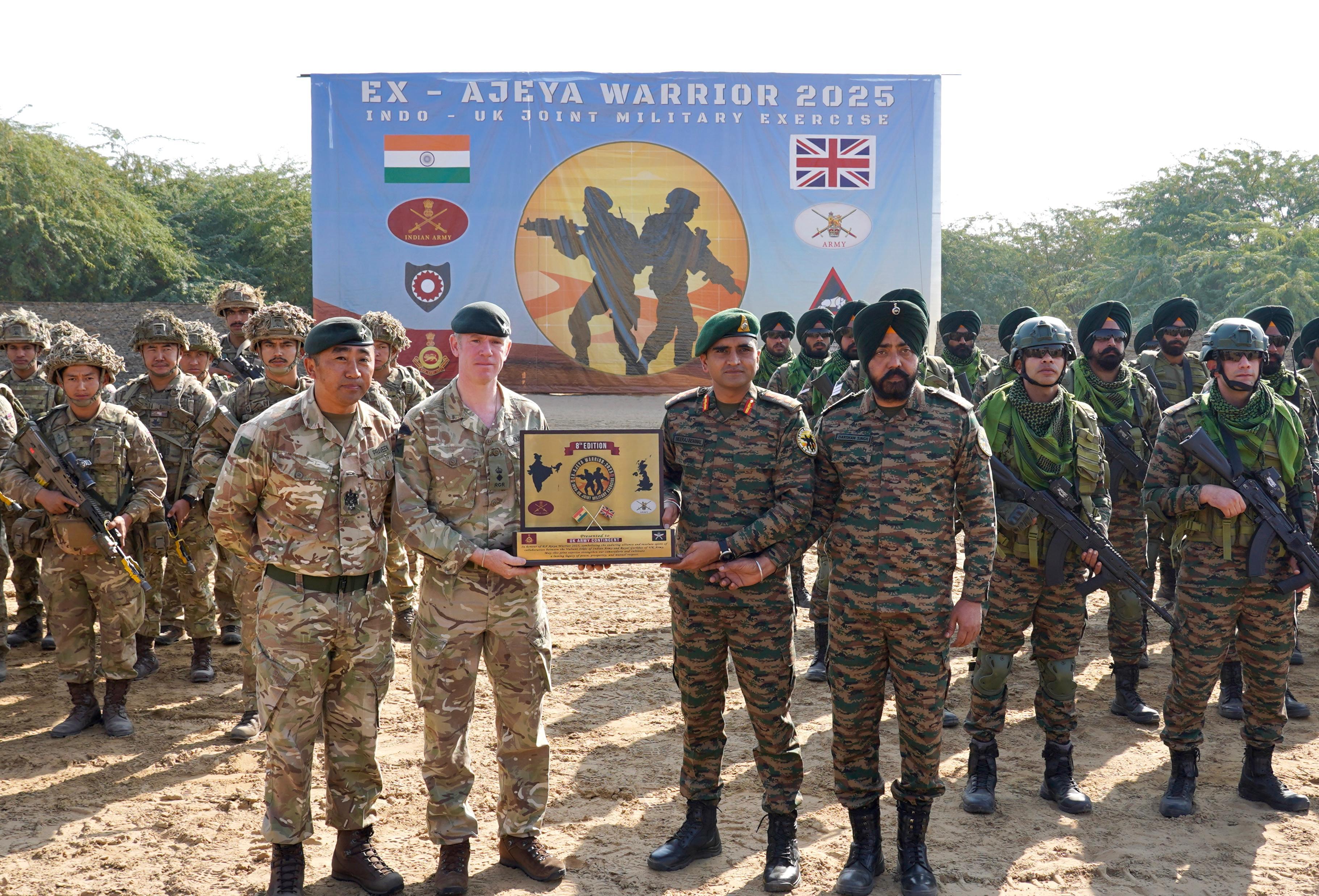 'INDIA–UK JOINT MILITARY EXERCISE ‘AJEYA WARRIOR-25’ CONCLUDES IN RAJASTHAN'