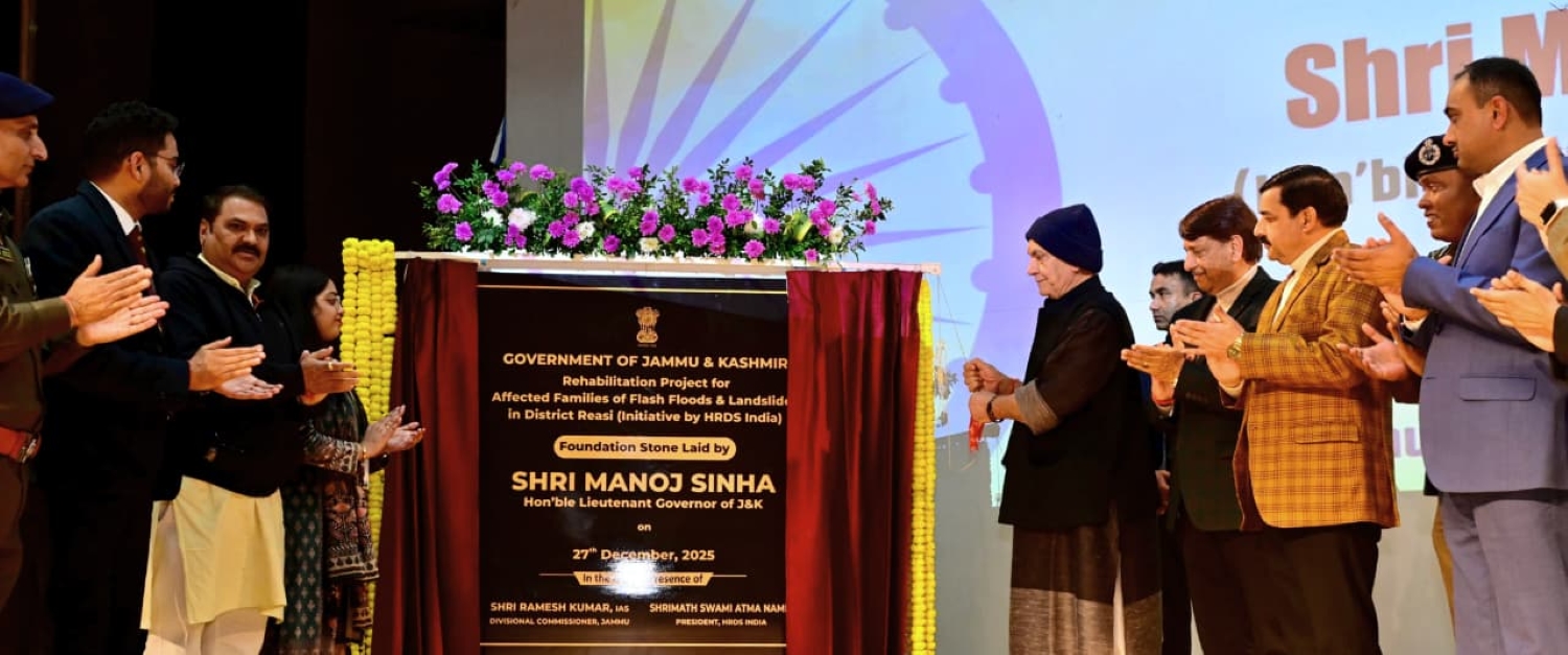 'LG Lays Foundation Stone for 320 Houses for Flood and Landslide-Affected Families in Reasi, HRDS India to Fund Rs 32-Crore Housing Project Without Government Expenditure'