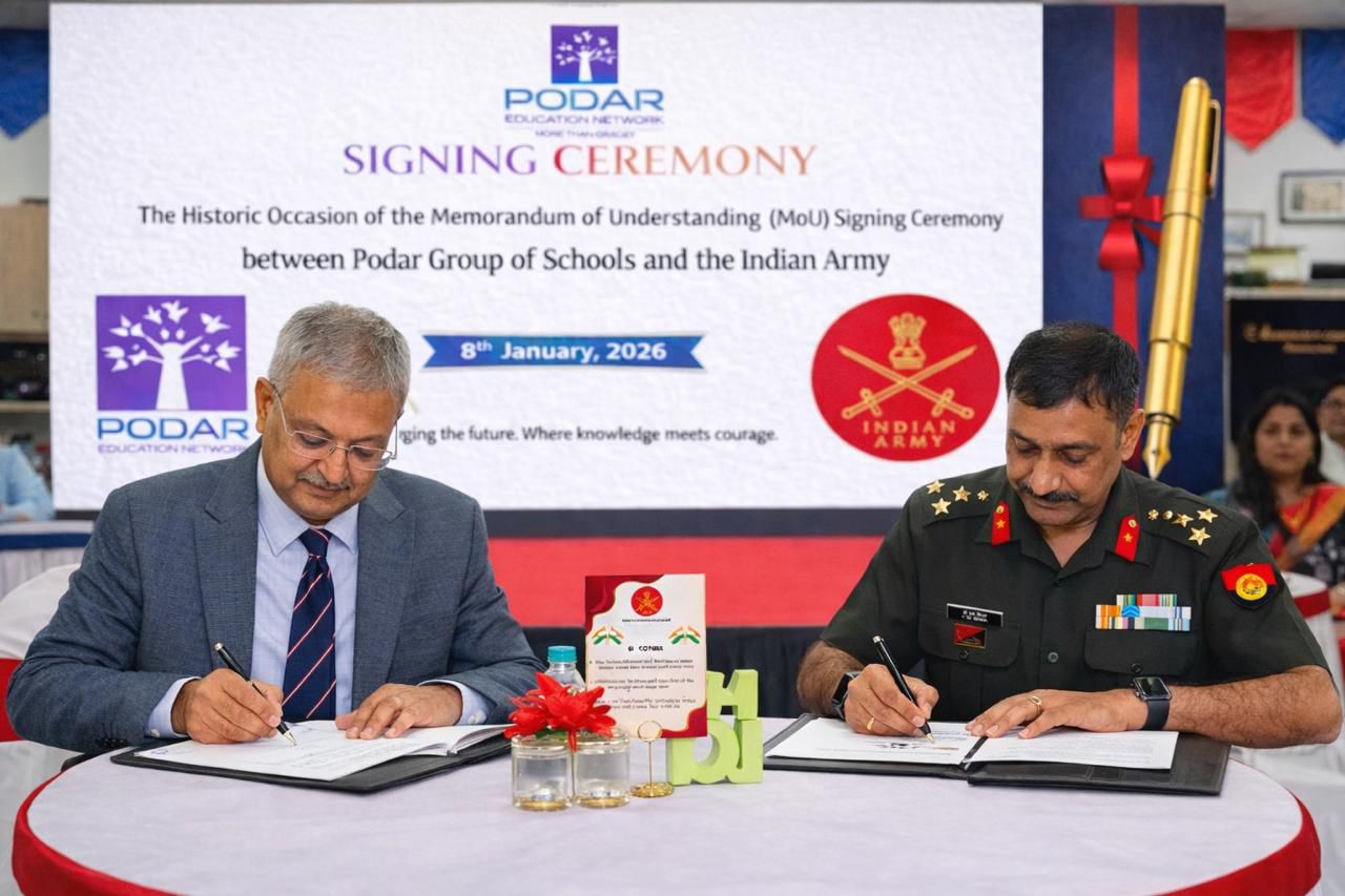 'Indian Army, Podar Education Network Sign MoU to Boost Education for Soldiers’ Children'