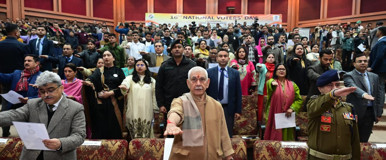 'Lieutenant Governor Attends National Voters’ Day Celebrations in Jammu, Emphasises Democratic Responsibility and Power of the Franchise, Historic Electoral Participation in J&K Reflects Deepening Trust in Democracy'