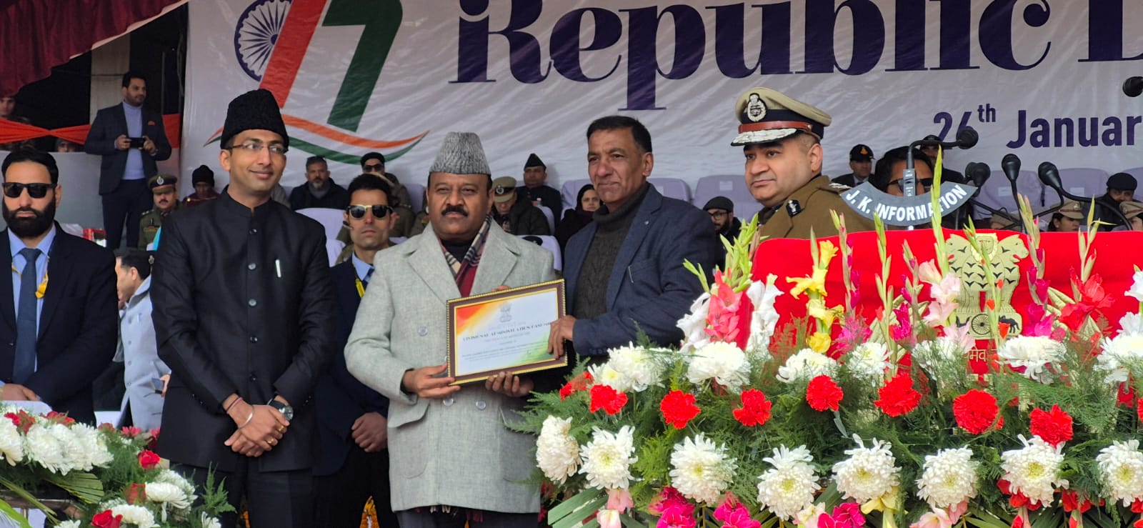 'Assistant Information Officer Felicitated at Republic Day Function in Srinagar'