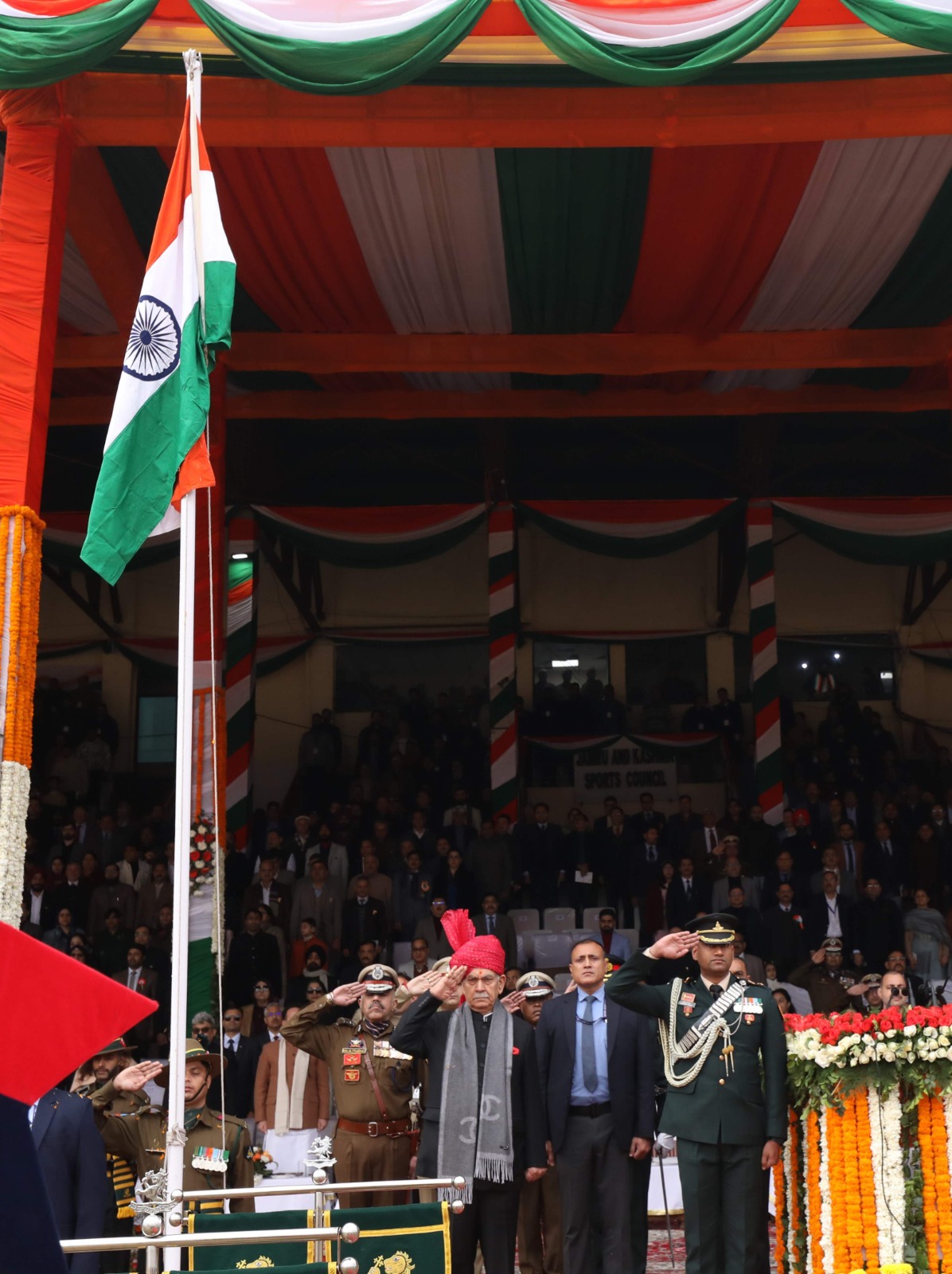 'Republic Day Celebrations–2026: LG Manoj Sinha Unfurls Tricolour at UT-Level Function in Jammu'