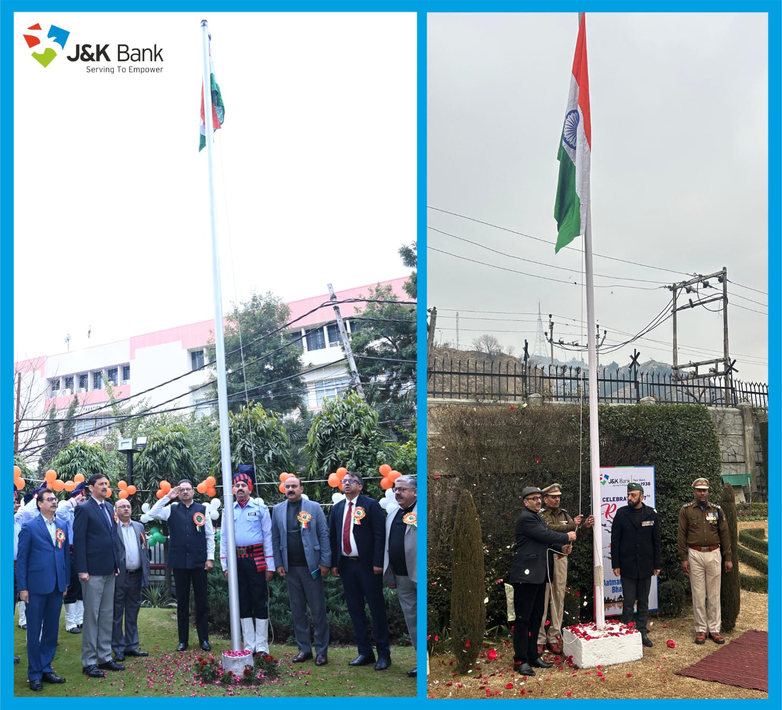 'J&K Bank celebrates 77th Republic Day with patriotic fervour ،  Economic self-reliance is both a national imperative and a moral responsibility : MD & CEO'