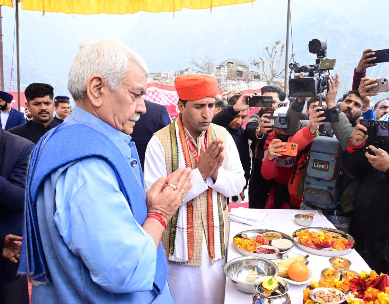 'LG Manoj Sinha lays foundation stone of Sri Shankaracharya Temple in Katra'