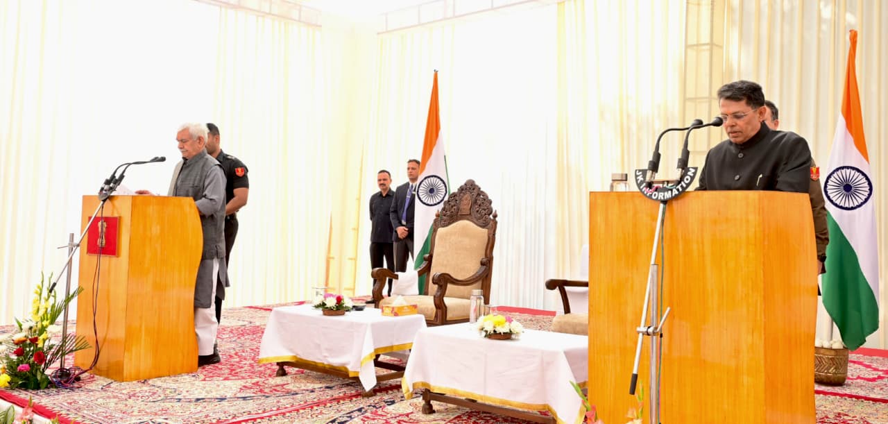 'LG Manoj Sinha Swears In Shantmanu as J&K State Election Commissioner'