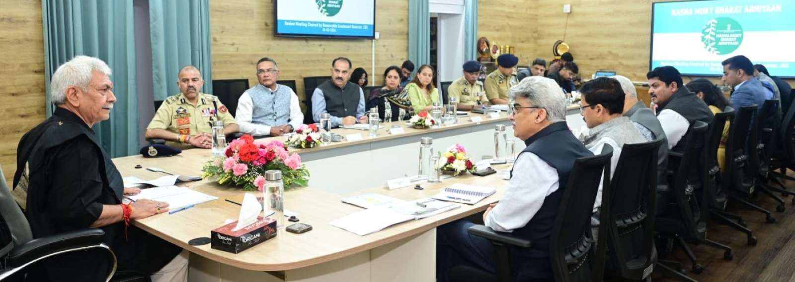 'LG Manoj Sinha Reviews Progress of Nasha Mukt Bharat Abhiyaan in J&K , Directs Intensified Crackdown on Drug Networks, Calls for Whole-of-Government Approach'
