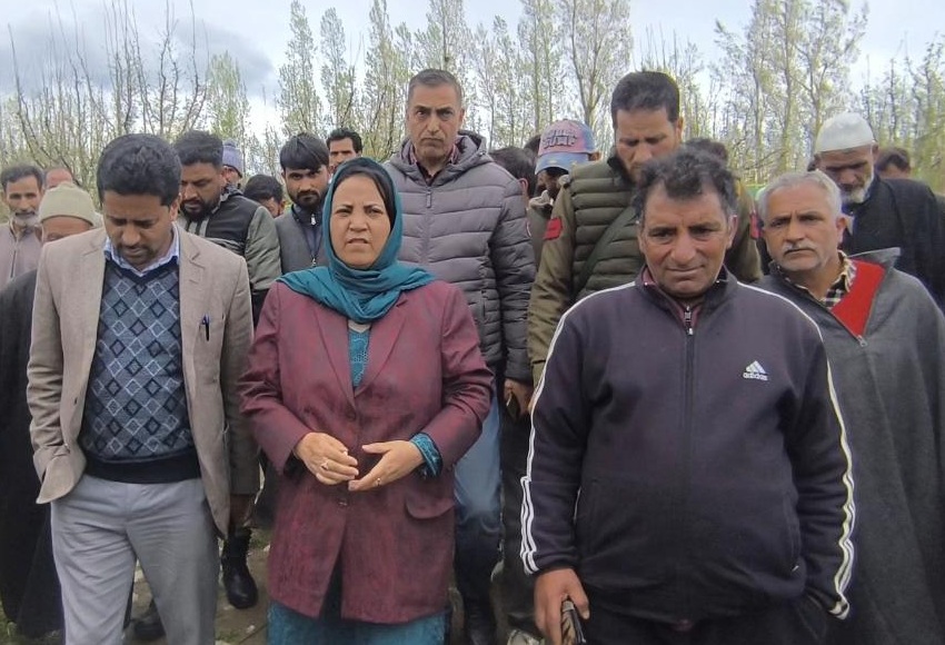 'Sakeena Itoo visits hailstorm affected villages of Kulgam , Takes onspot appraisal of losses, orders immediate assessment, relief measures'