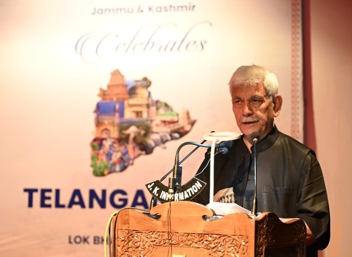 'LG Manoj Sinha Highlights Telangana’s Literary Legacy at Statehood Day Celebration in Srinagar'