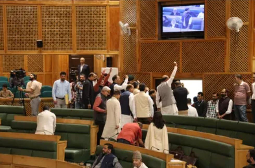 'BJP Stages Protest in J&K Assembly Over Statehood Resolution'