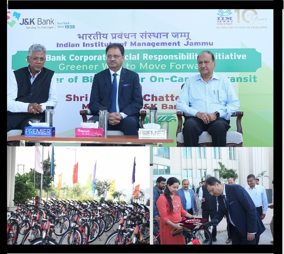'J&K Bank Supports Green Mobility Initiative at IIM Jammu'