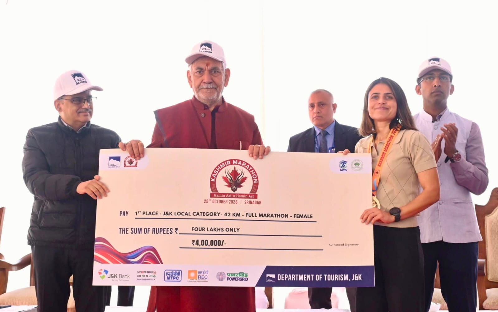 'LG Sinha Calls for Nurturing Local Talent, Promoting Healthy Living at Kashmir Marathon Award Ceremony'