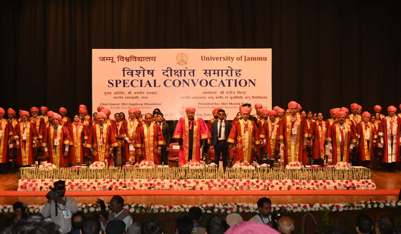 'Hon’ble Vice President of India, Shri Jagdeep Dhankhar today addressed the Special Convocation Ceremony of University of Jammu, at General Zorawar Singh Auditorium.'